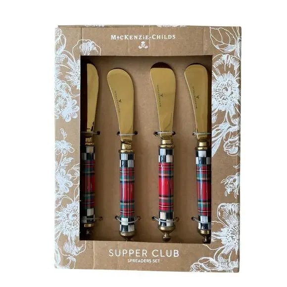 Mackenzie Childs Supper Club Spreaders Set Tartastic NEW Flatware